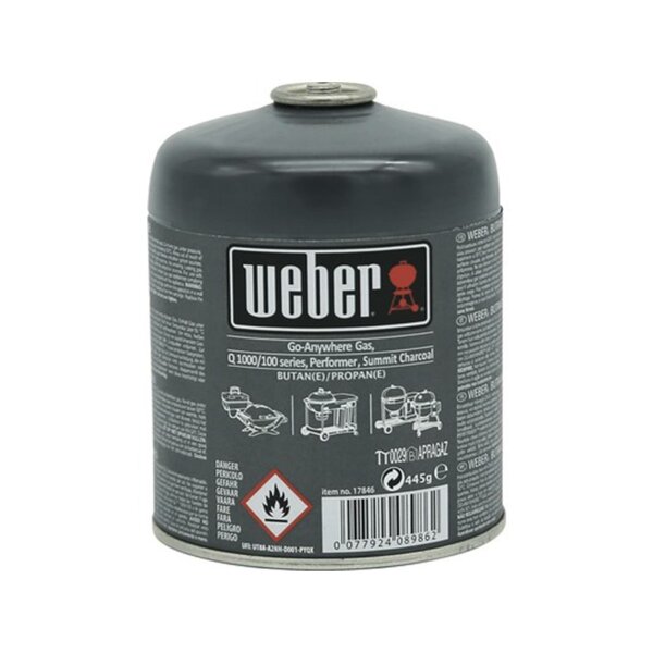 Weber Gaskartusche 445 g für Q 100/1000-Serie & Gasgrill Charcoal Butan Propan