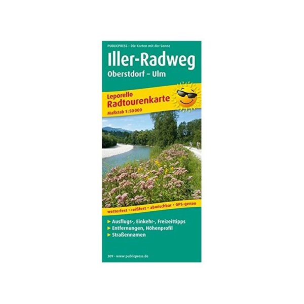 Leporello Radtourenkarte Iller-Radweg Oberstdorf Ulm wetterfest
