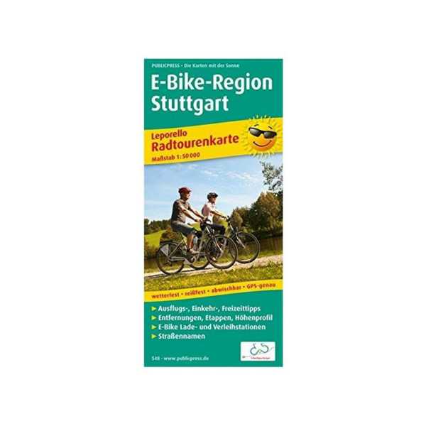 Leporello Radtourenkarte E-Bike-Region Stuttgart wetterfest