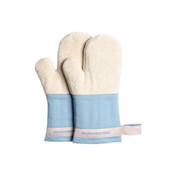 Feuermeisterin Premium Textil Back- und Kochhandschuhe rosa blau 1 Paar