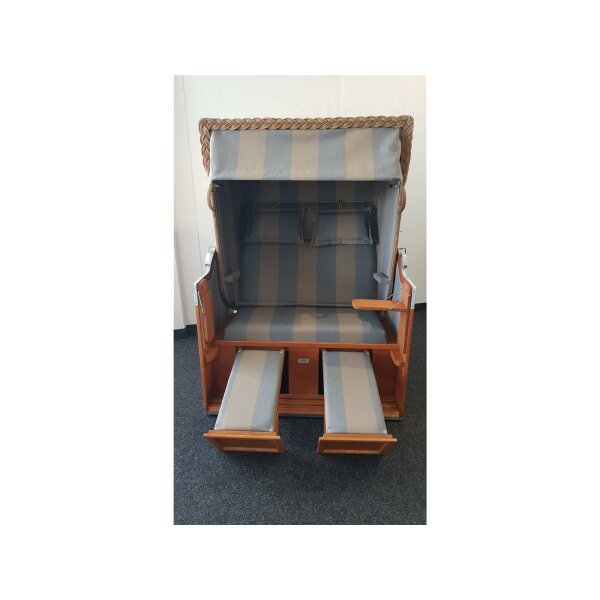 Sonnenpartner Classic 2 Sitzer Halbliegemodell Geflecht Marone Bezug hellblau / grau