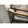 Stern Stapelsessel Vento Aluminium schwarz matt Bezug Textilen Leinen grau Teakarmlehnen