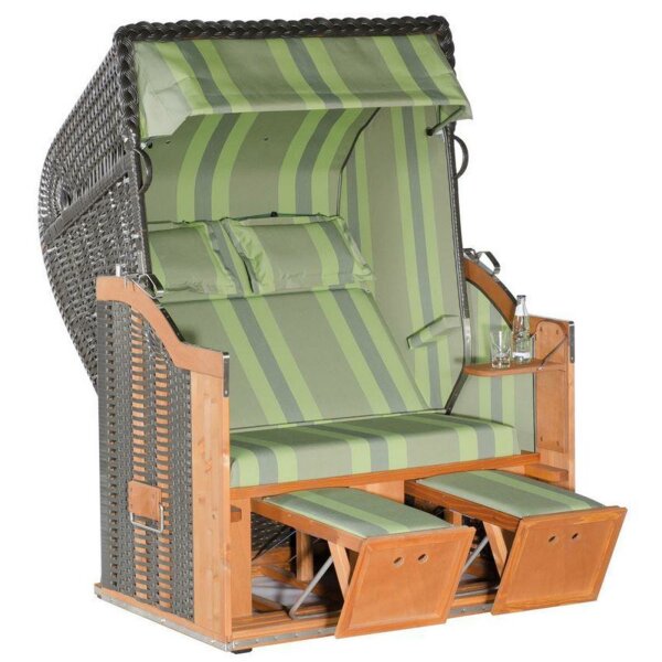 Sonnenpartner Strandkorb Classic 2-Sitzer Halbliegemodell anthrazit