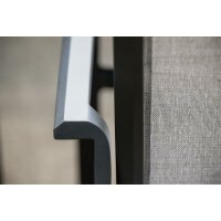Stern Stapelsessel Kari Aluminium schwarz matt Bezug Textilen Leinen grau